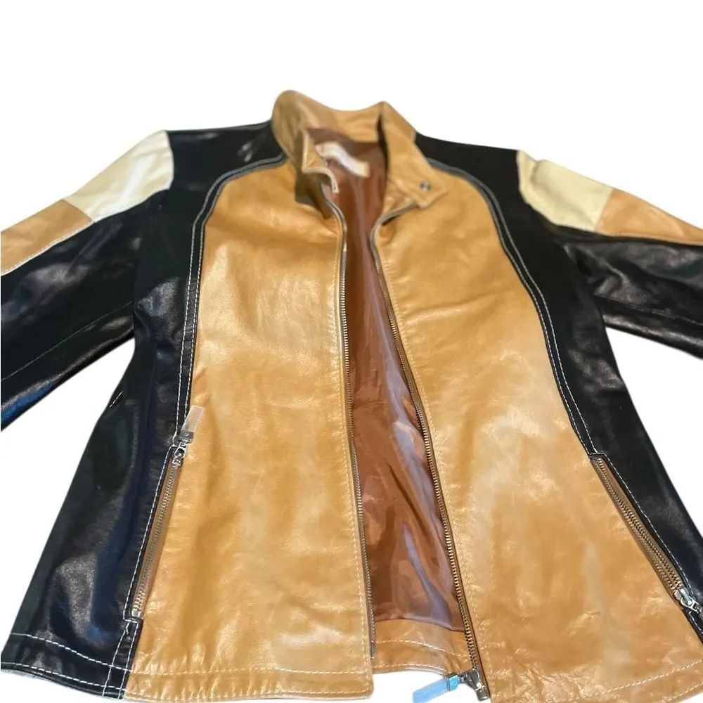 Eclipse women’s disc medium Two-Tone Leather Jacket purchased in Palermo